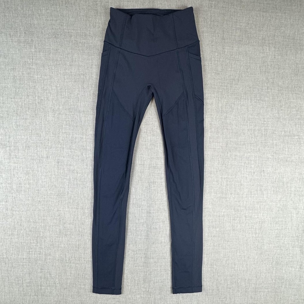 Lululemon Pants Womens 2 Blue High Rise Ankle Leggings Pockets Yoga Athletic